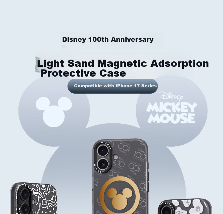 Чехол для iPhone 17 ESCAPE, совместимый с MagSafe, противоударный с защитой камеры, матовый, с принтом Микки Маус