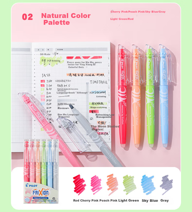 PILOT Erasable Highlighter Pen Set, Fluorescent Colors, 6 Colors