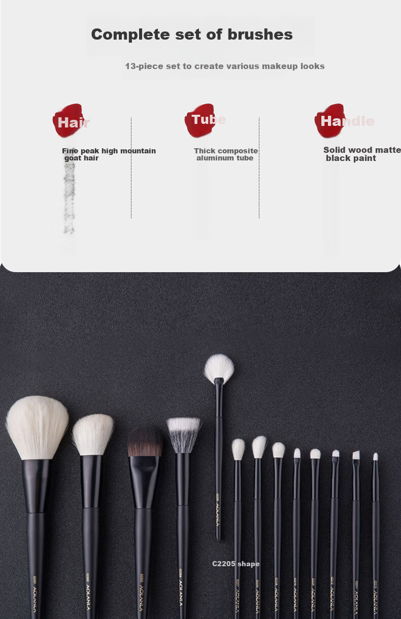 Набор кистей для макияжа AOLANLA Ink Shadow, 13 шт., для пудры, теней, румян, портативные косметические инструменты, подарок на Новый год