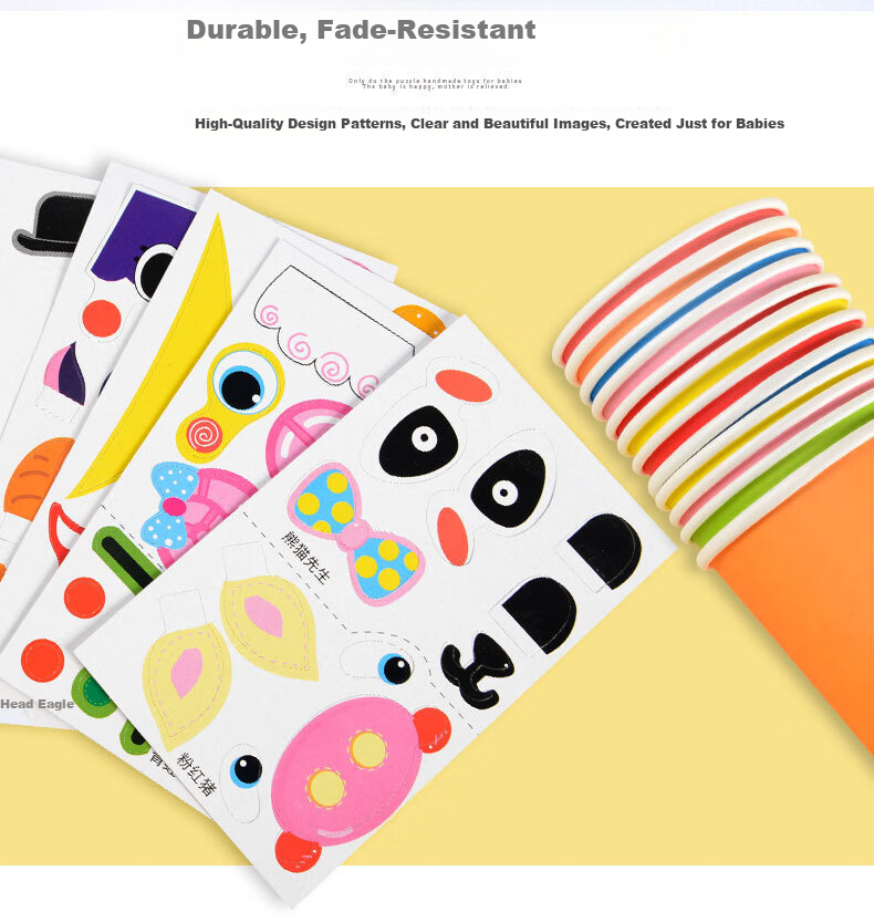 Детские наклейки JEPPE Handmade Sticker Cartoon Paper Cup Stickers, 3D развивающие игрушки, подарок для детского сада на Новый год
