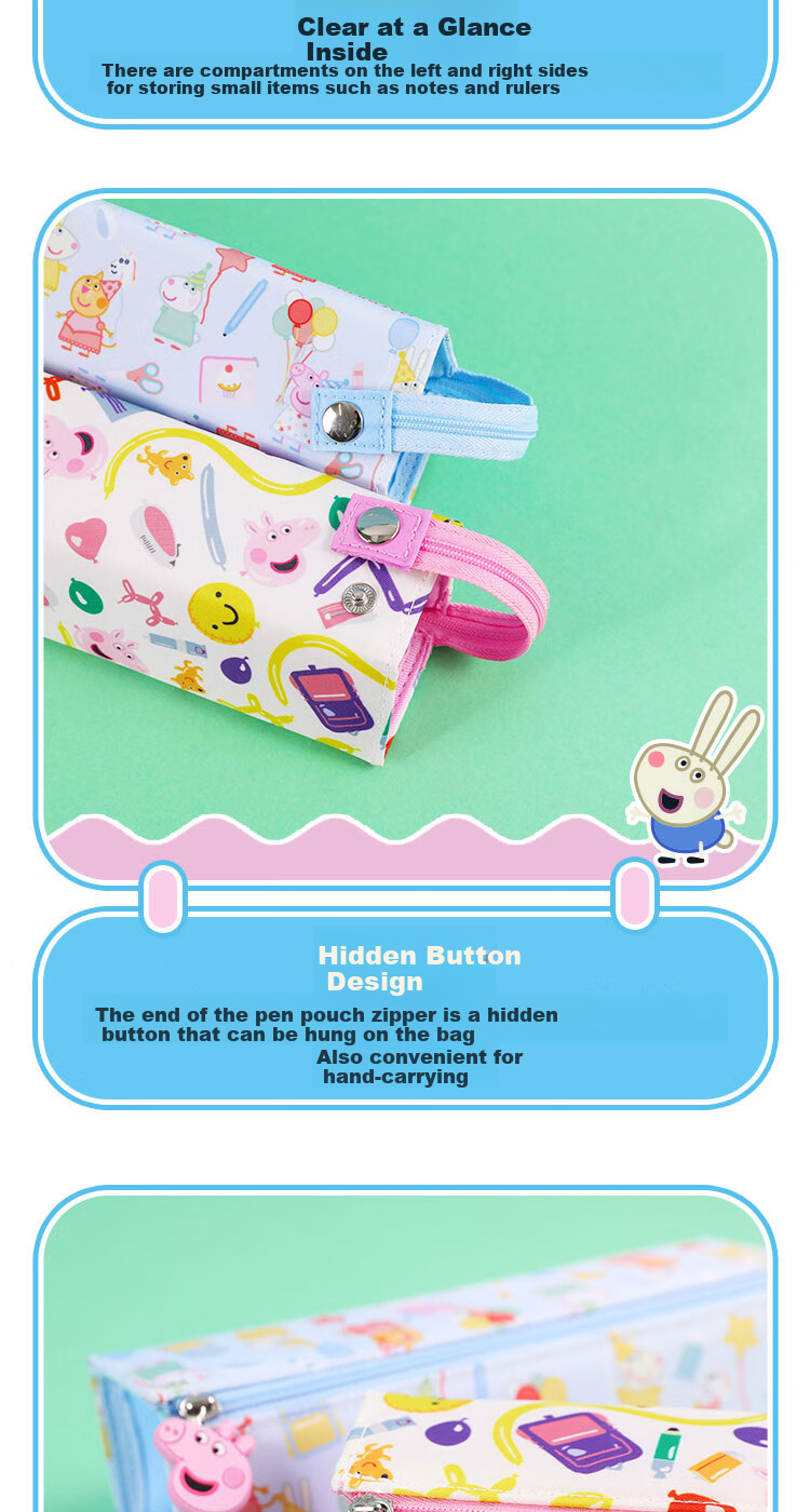 Пенал KOKUYO Peppa Pig Collaboration Series, большой емкости, плоский, розовый