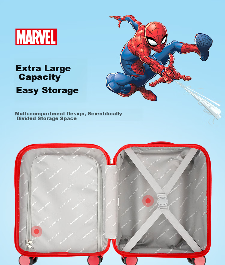 Детский чемодан Mesuca Disney Spider-Man, 16 дюймов, на колесиках, с сиденьем, для путешествий