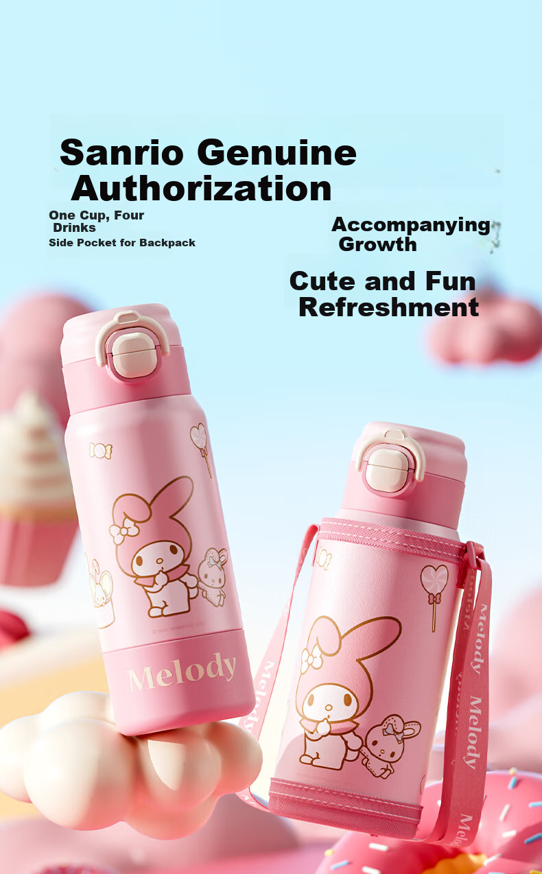 Термокружка SANRIO, 580 мл, из нержавеющей стали 316, с функцией сохранения тепла, для детей, с удобной крышкой