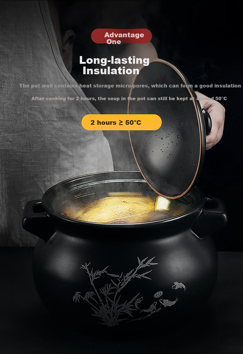 Керамический горшок COOKER KING для супа, отвара, каши, риса, тушения, 3.5 л, для открытого огня