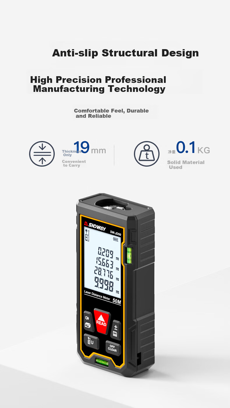 Лазерный дальномер SNDWAY SW-JD100, инфракрасный, высокоточный электронный лазерный линейка, измерительный прибор для комнат, красная подсветка, 100 м