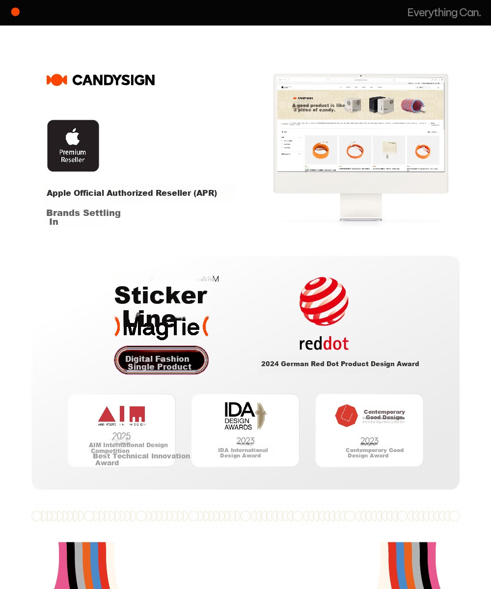 Кабель CANDYSIGN MagTie Full Magnetic Cable Tie 100W USB C-C Оранжевый 1.5м для зарядки Apple iPhone, Кабель данных 5A Быстрая зарядка Кабель для ноутбука