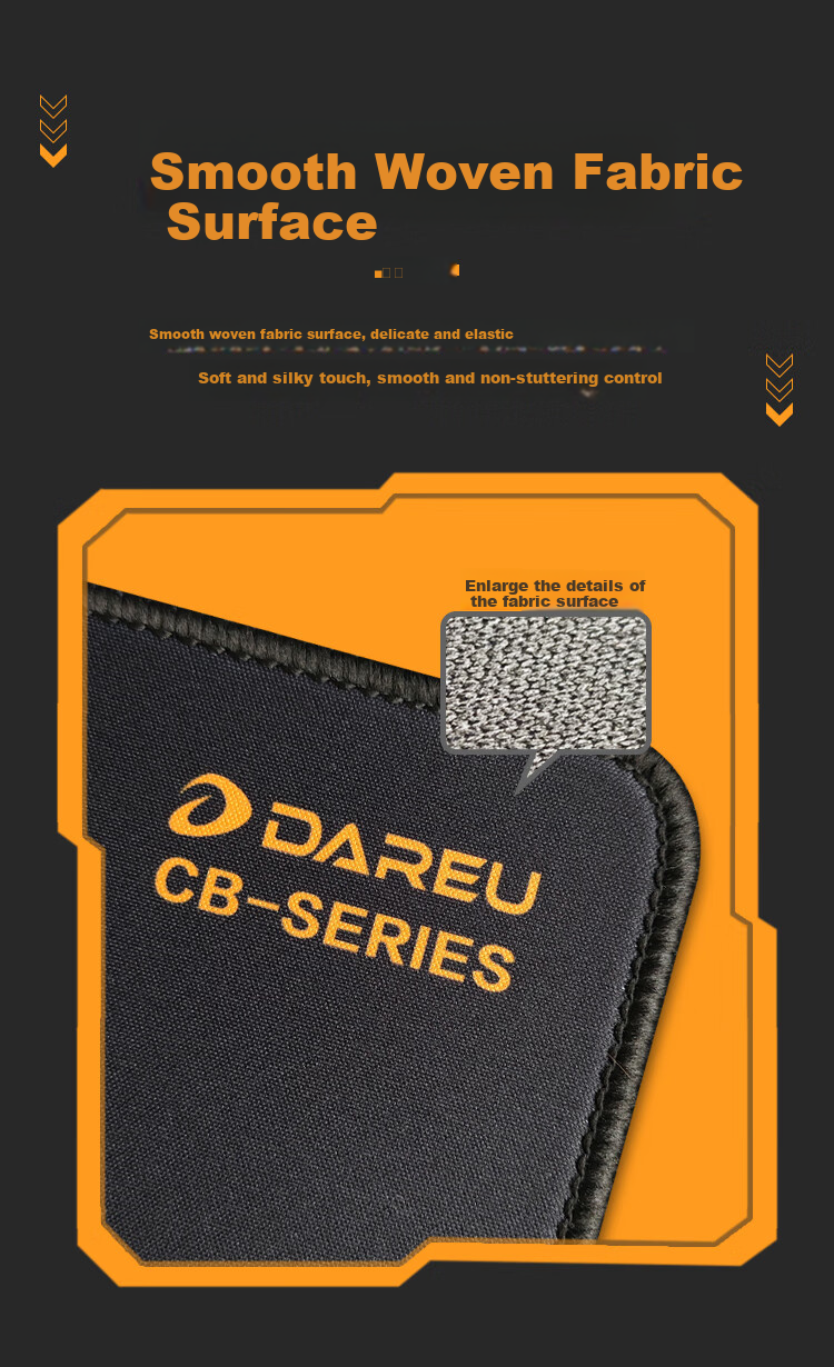 Игровой водонепроницаемый коврик для мыши DAREU Color Block Series CB-L8032, большой размер, утолщенный с зашитыми краями, для офисного рабочего стола, черный и желтый, 80*30*0.4 см
