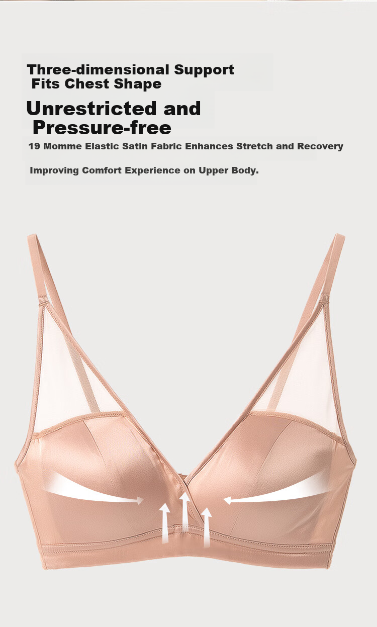 Бюстгальтер Sijie Double-Sided Silk Bra, женский, из натурального шелка, тонкий, бесшовный, с французской чашкой, удобный, беспроводной