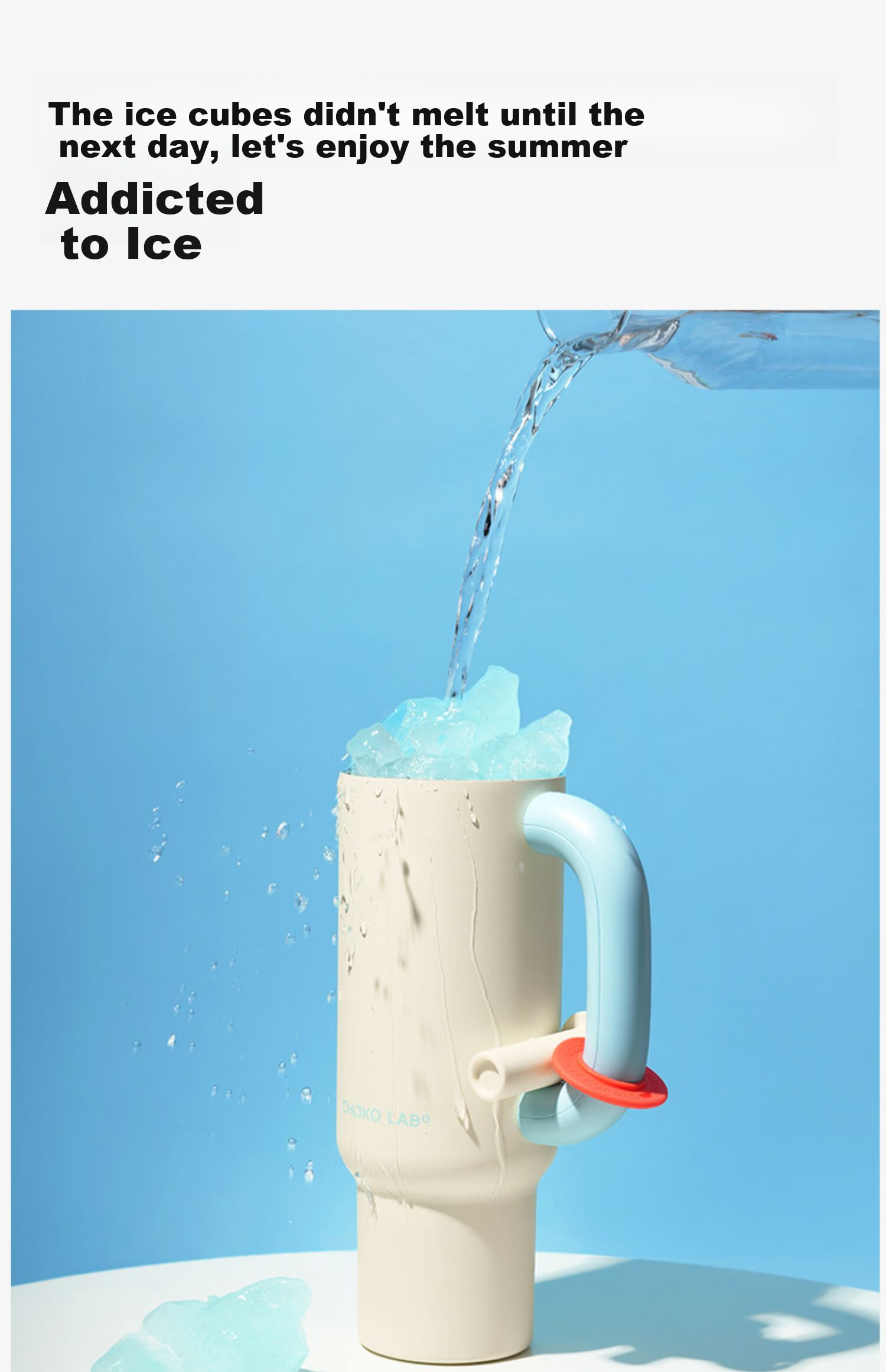 Термокружка Chakolab Office Straw Ice King, большая емкость, сохраняющая холод, из нержавеющей стали, для женщин, для автомобиля, 1100 мл, Розовый снежный шар
