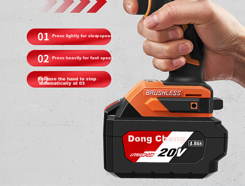 Бесщеточный ударный гайковерт Dongcheng 20V DCPB288 (DT), промышленный пневматический ударный гайковерт с литиевой батареей, электроинструмент