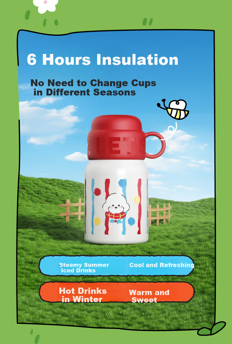 Термос детский Quwan Insulated Mug, 480 мл, 316L нержавеющая сталь, с соломинкой, для девочек, синий