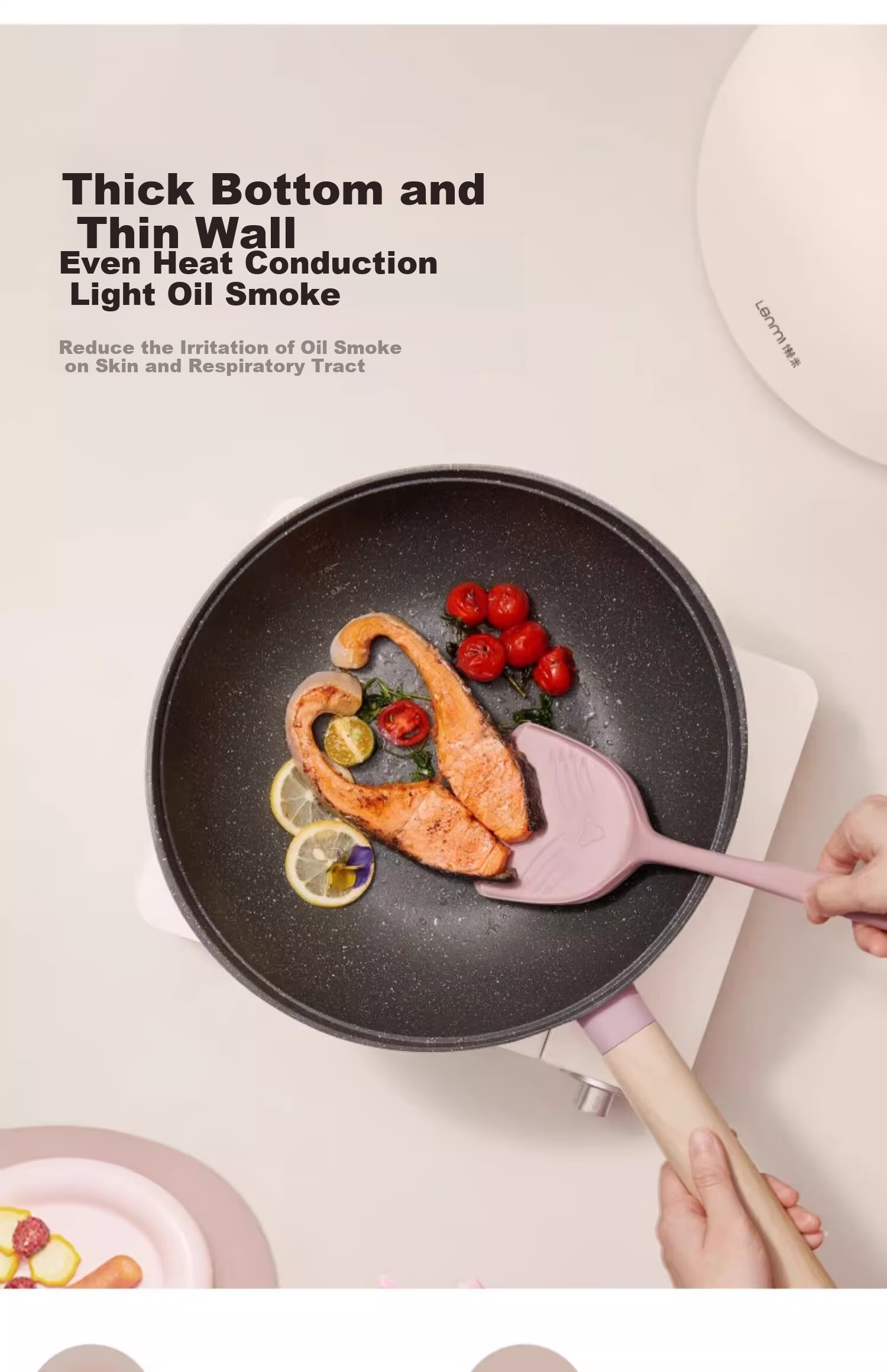 Сковорода Lanmi Titanium Non-Stick Wok, 30 см, с антипригарным покрытием, для дома, подходит для газовых, индукционных и открытого пламени