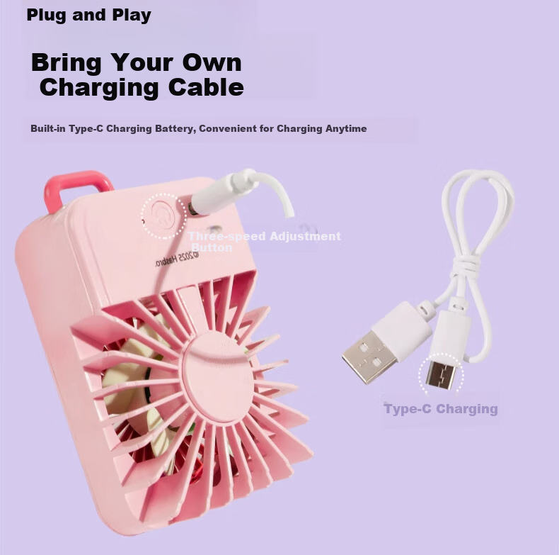 Ouliwen Мини-вентилятор, портативный USB-вентилятор с подставкой, 3 скорости, синий