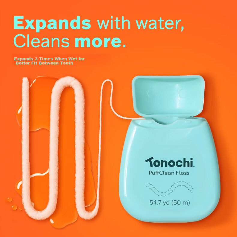 Зубная нить Tonochi, 50 м, экстрадлинная, эффективная очистка, без воска, для ортодонтии, защита десен, свежее дыхание, мятная