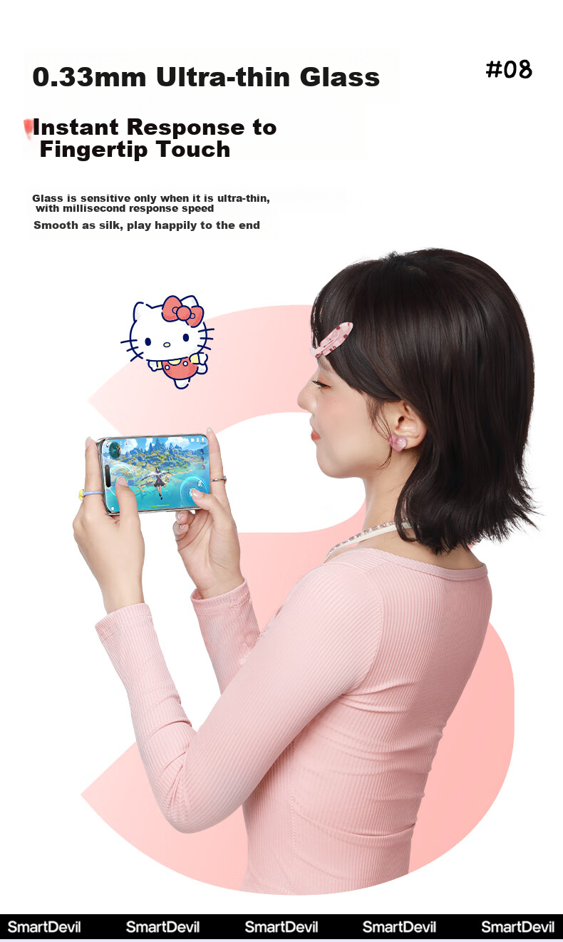 Защитное стекло SmartDevil [Sanrio Official License] для iPhone 17 Pro, прозрачное, 2 шт.