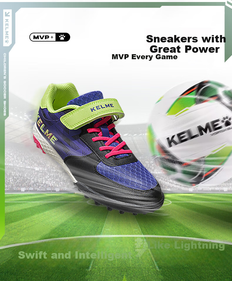 Детские футбольные бутсы KELME с шипами TF, на липучке, без шнуровки, нескользящие, износостойкие, бело-розовые, размер 36