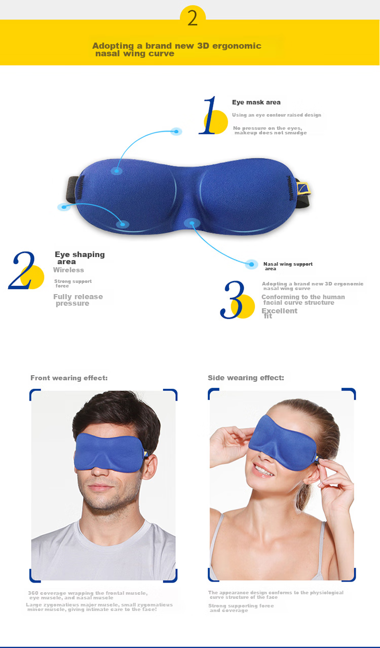 Маска для сна TRAVEL BLUE 3D, блокирующая свет, легкая, дышащая, для путешествий, унисекс, черная