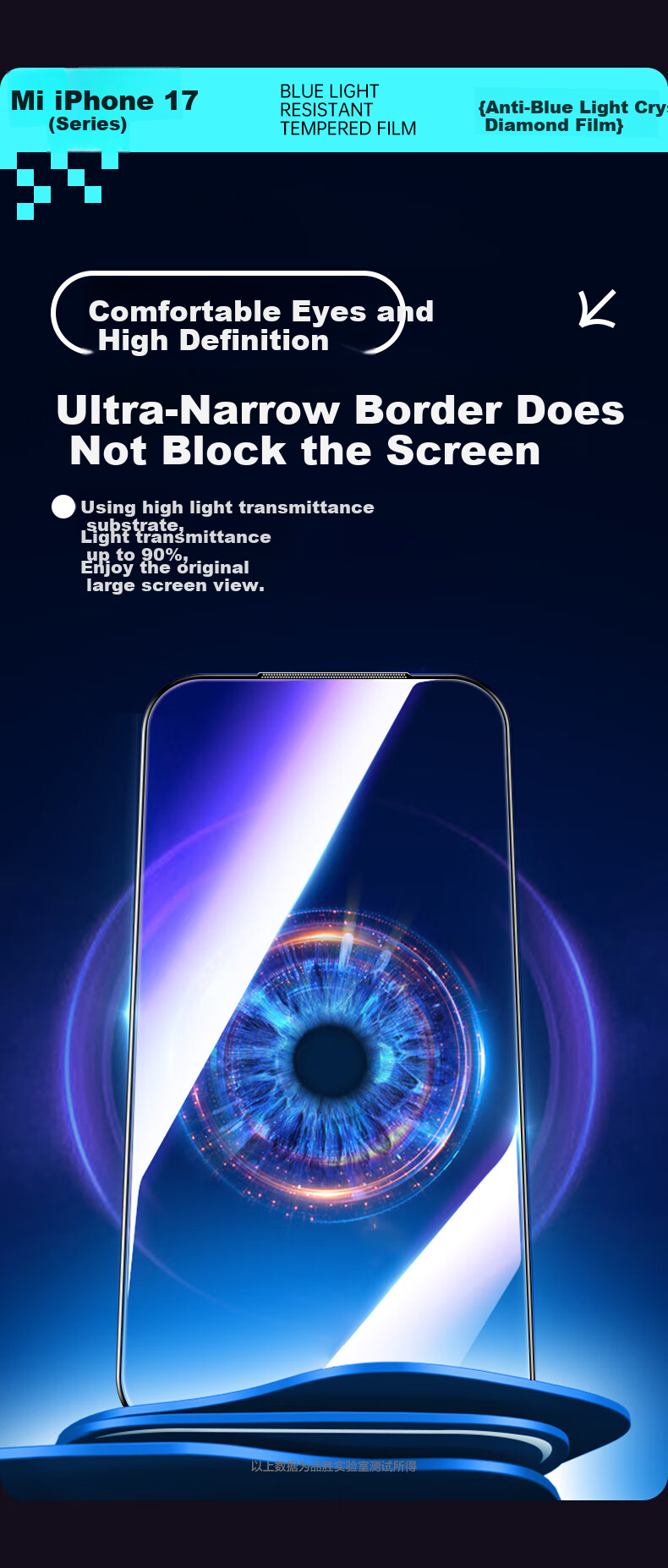Защитное стекло PISEN для iPhone 17 Pro Max, HD, защита от синего света, полноэкранное, противоударное, от отпечатков пальцев, 2 шт.