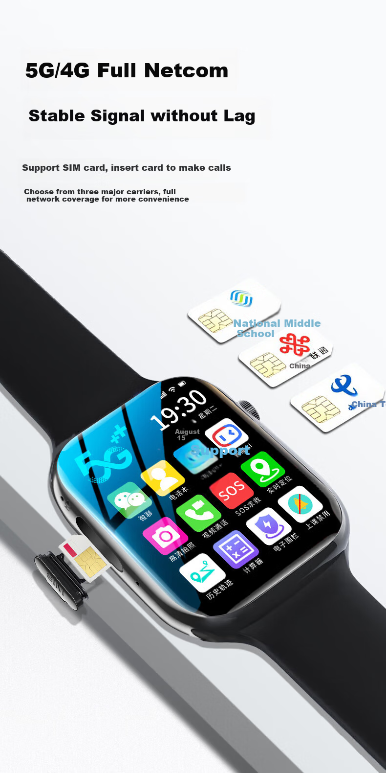 Смарт-часы dosmet Huawei HarmonyOS совместимые для Apple iPhone IOS, 5G, слот для SIM-карты, поддержка полной сети, водонепроницаемые, GPS позиционирование, видеозвонки, для школьников, мальчиков и девочек