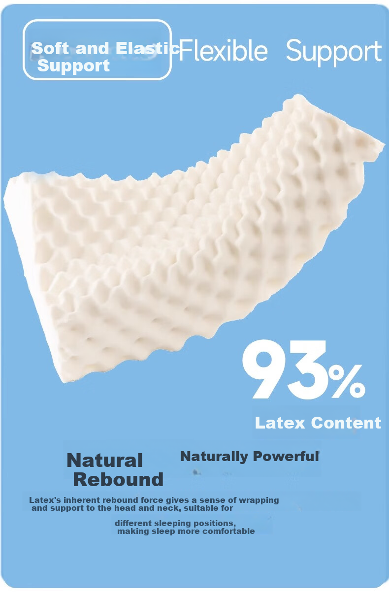 Подушка Noyoke Latex Pillow, натуральный латекс, для взрослых, волнистая, Таиланд, 60x40x5-7 см