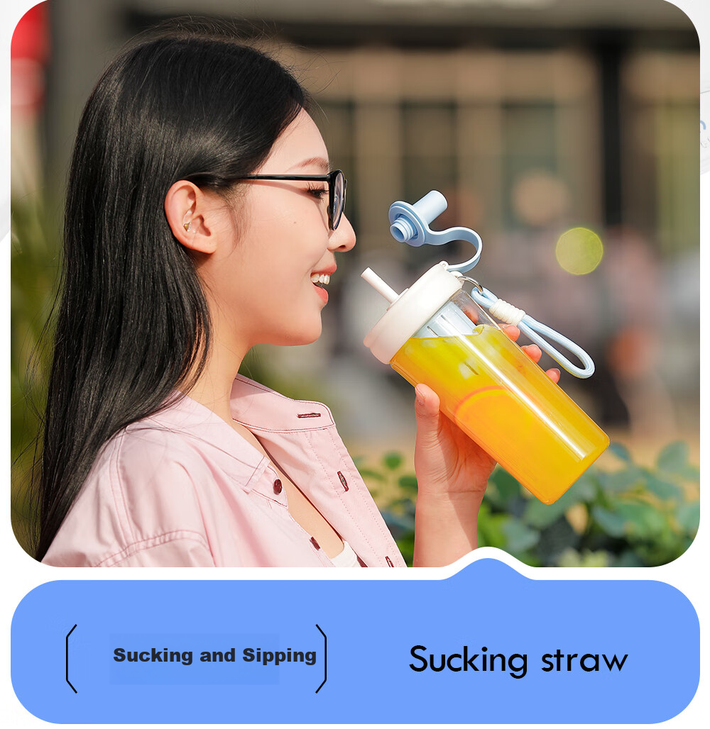 Бутылка для воды Fuguang, большая, с ручкой, для спорта на открытом воздухе, 800 мл, с трубочкой и отсеком для чая