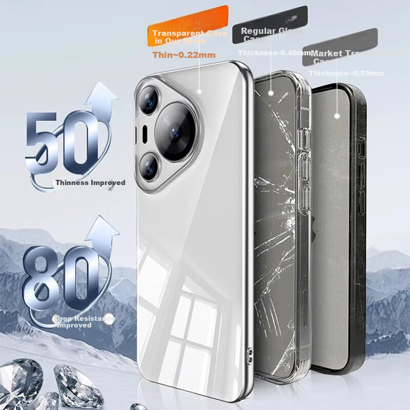 KAICAI Прозрачный ультратонкий чехол для Huawei Pura70Pro/Pro+, противоударный защитный чехол для мужчин и женщин, полная защита Pura70Pro