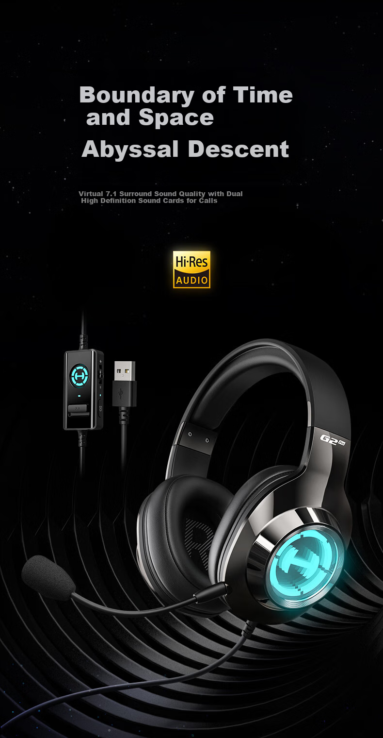 Игровые наушники EDIFIER HECATE G2 Pro USB 7.1 с микрофоном, проводные, накладные, серебристые