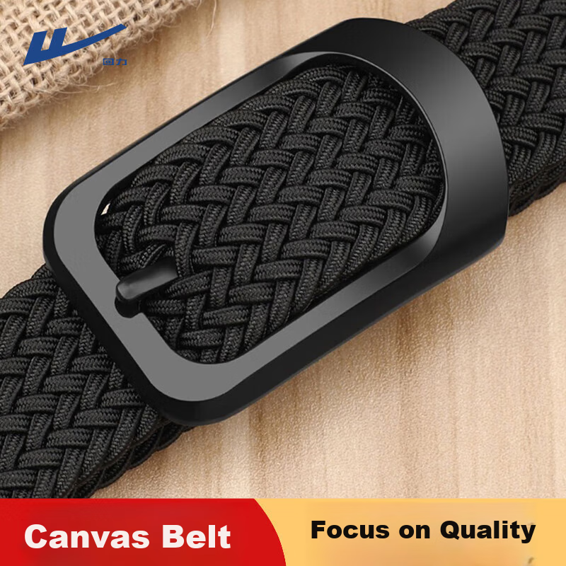 Ремень Huili Canvas Belt с автоматической пряжкой, мужской и женский, тканый, повседневный, дышащий, черный, 120 см