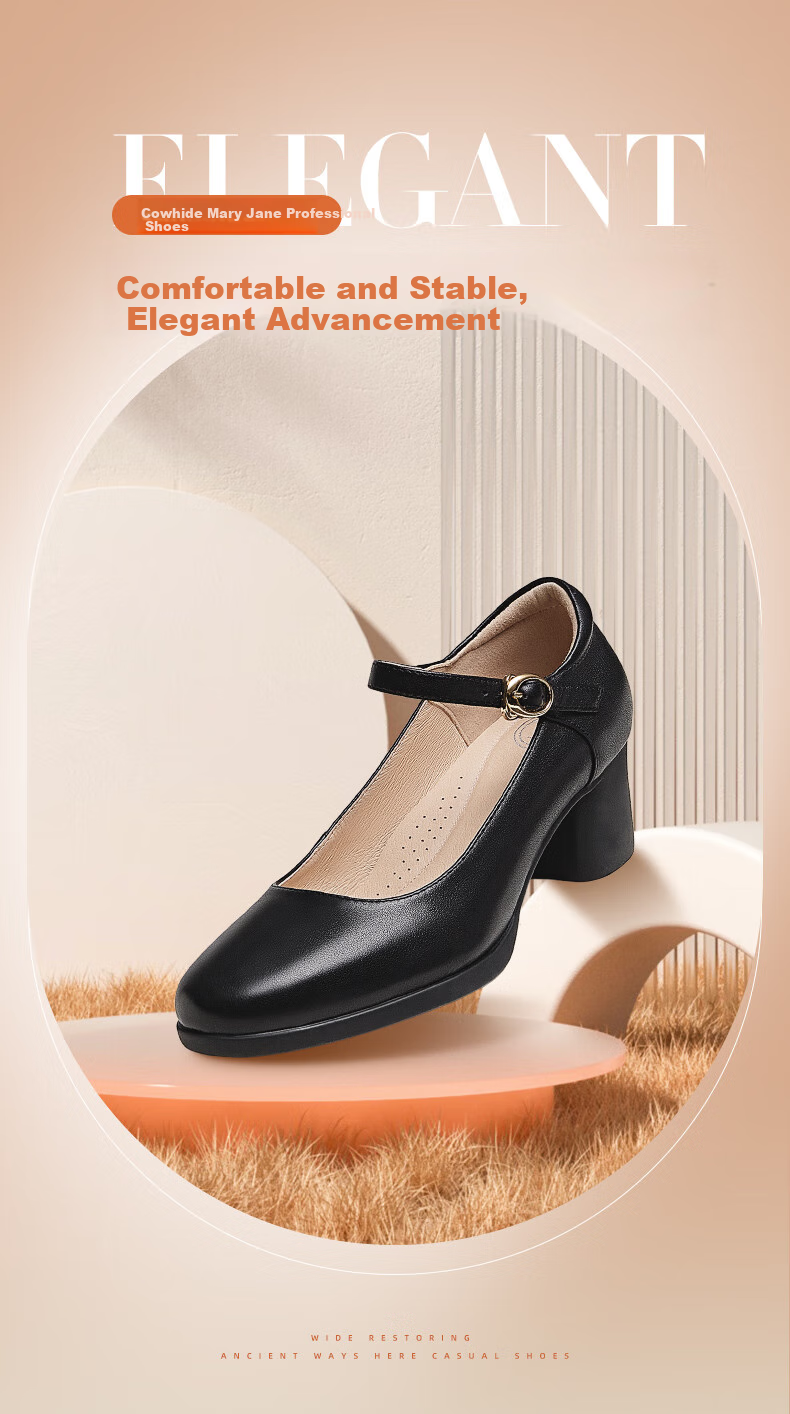 Женские туфли CAMEL, из натуральной кожи, на толстом каблуке, модель P23A155036, черные, размер 37