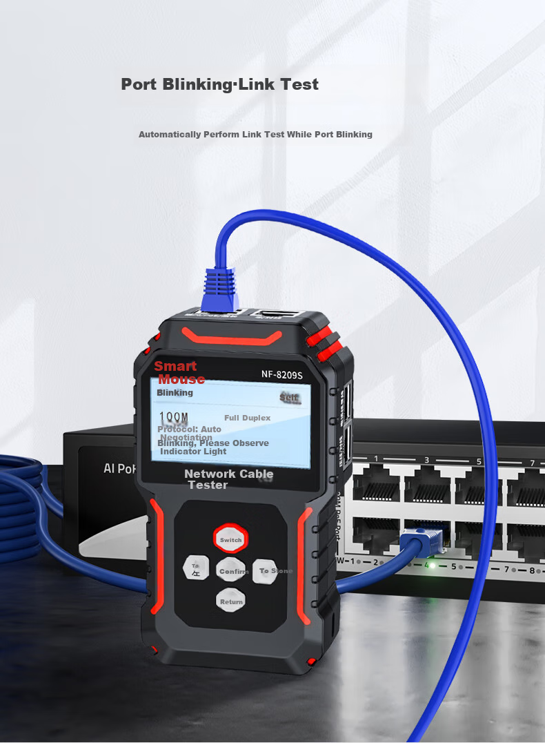 Тестер сетевых кабелей NOYAFA NF-8209S, детектор обрывов и коротких замыканий, трекер проводов, тестер портов и обжима