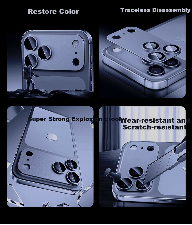 Защитная пленка для камеры Smorss AR Enhanced для Apple iPhone 17 Pro Max, закаленное стекло, высокая четкость, износостойкая, защита от царапин, темно-синий