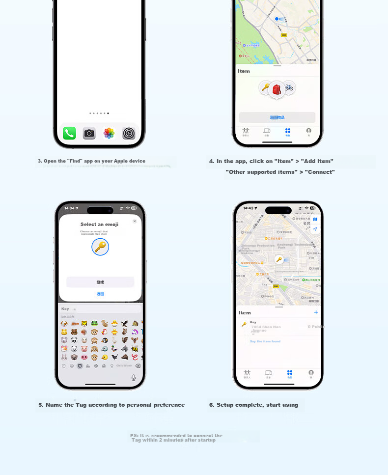 Bluetooth-трекер Chuanying для поиска вещей, анти-потеря, точный локатор, совместим с Apple устройствами, для ключей, багажа, домашних животных, детей, пожилых людей