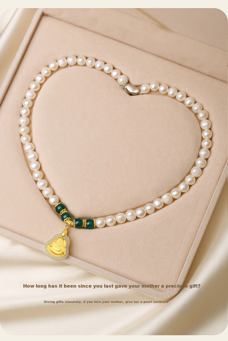 Женьшэнь Да Цзинь CHOW TAI KING, ожерелье с пресноводным жемчугом для женщин, кулон в виде Будды с золотой инкрустацией, подарок на Новый год, День святого Валентина для мам и пожилых людей
