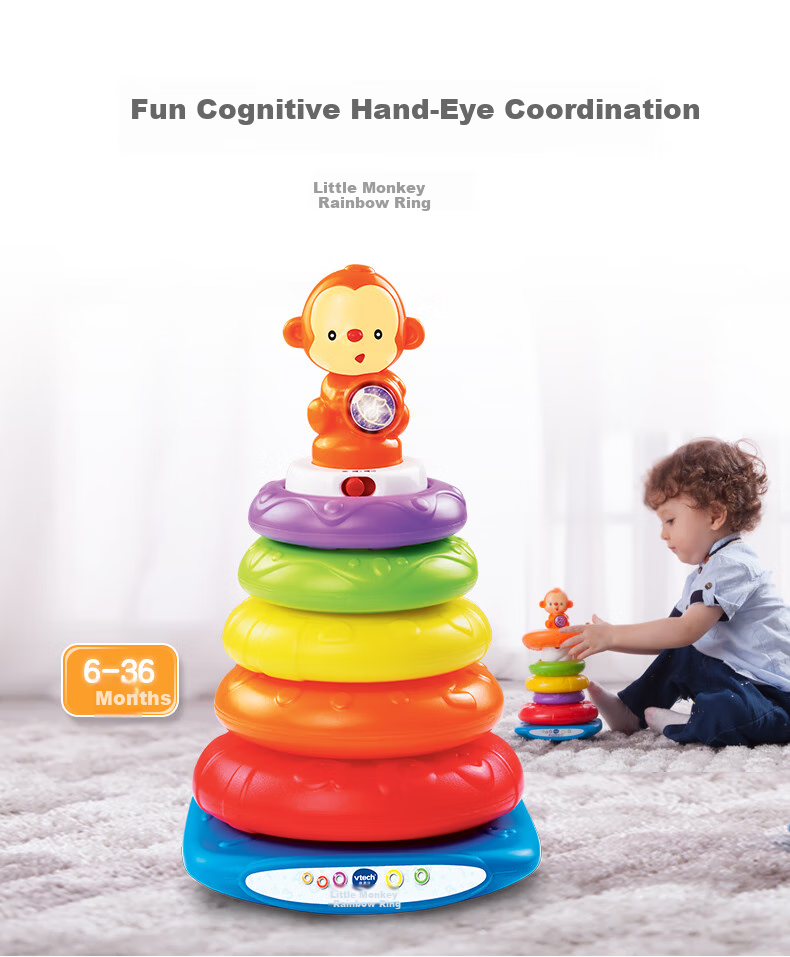 Развивающая игрушка Vtech "Обезьянка Радужное Кольцо", музыкальная, для детей от 6 месяцев, подарок для новорожденных