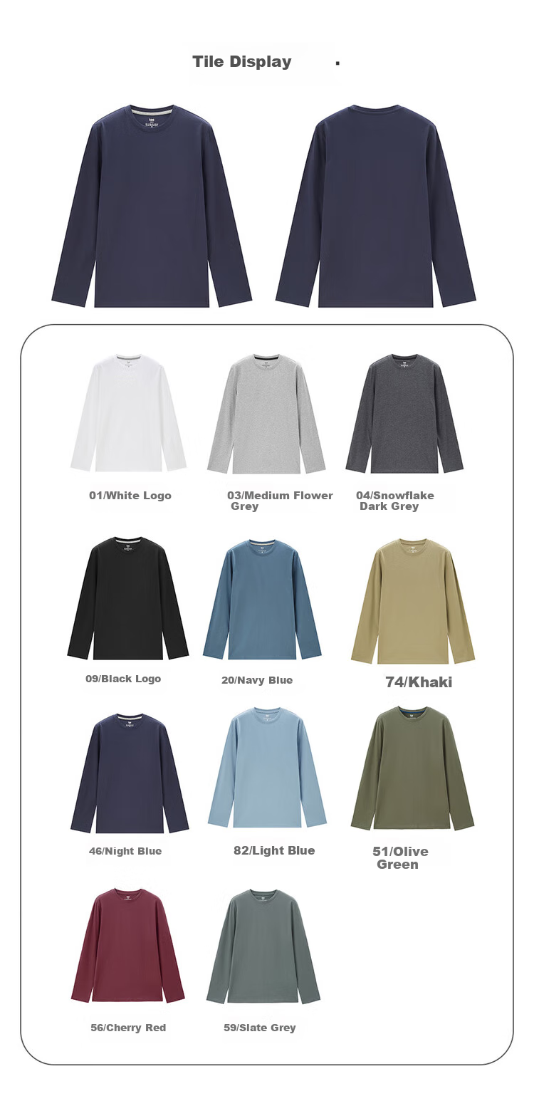 Мужская футболка Giordano с длинным рукавом, 100% хлопок, однотонная с круглым вырезом, модель 01023820
