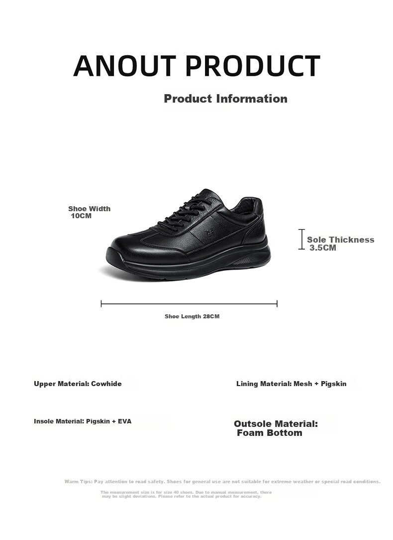 Мужские повседневные кроссовки CAMEL Classic Comfortable Cowhide Soft-Soled Casual Men's Light Business Sports Leather Shoes G15A220074 Black 40