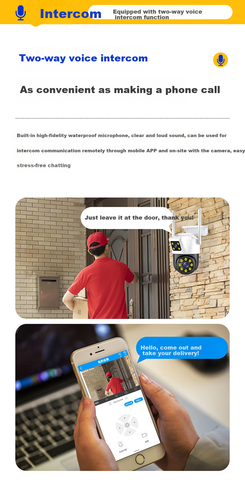 IP-камера Newmine Home AI, беспроводной мониторинг через смартфон, 360-градусное покрытие, ночное видение, панорамная купольная камера с цветным отслеживанием и двусторонней аудиосвязью, водонепроницаемая для сельского наружного использования