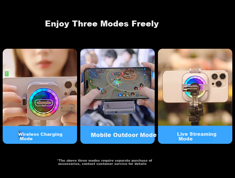 Магнитный охлаждающий вентилятор Nubiyahongmo 6Pro для игровых планшетов и прямой трансляции, полупроводниковое охлаждающее устройство с низким уровнем шума, подходит для Red Magic 3Pro, Apple 17, IQOO, Black Shark, OnePlus, черный