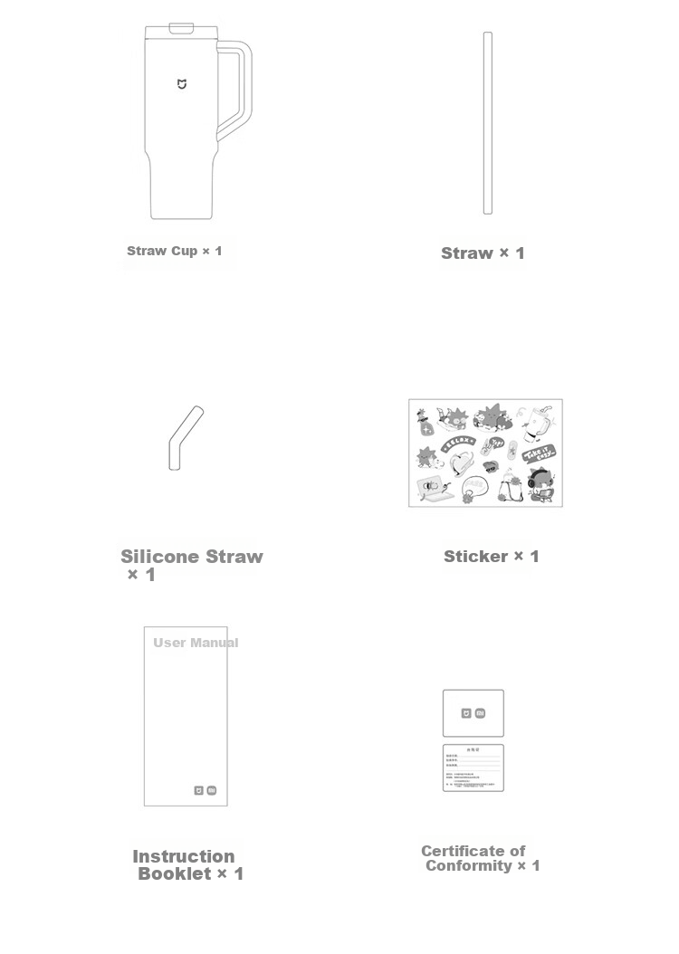 Xiaomi Straw Insulated Cup, 1L, Lime Green