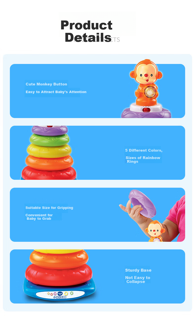 Развивающая игрушка Vtech "Обезьянка Радужное Кольцо", музыкальная, для детей от 6 месяцев, подарок для новорожденных