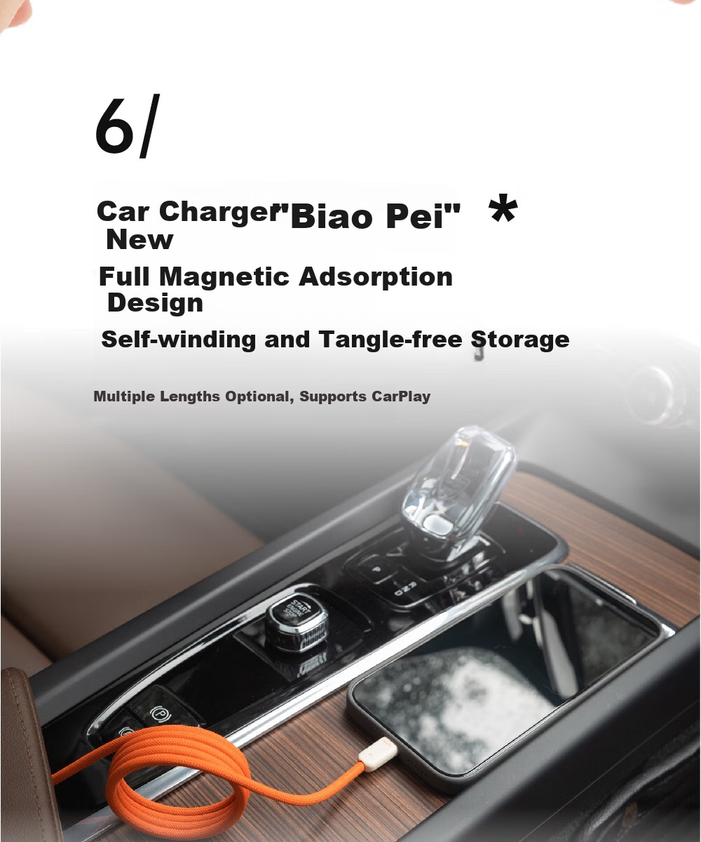 Кабель CANDYSIGN MagTie Full Magnetic Cable Tie 100W USB C-C Оранжевый 1.5м для зарядки Apple iPhone, Кабель данных 5A Быстрая зарядка Кабель для ноутбука