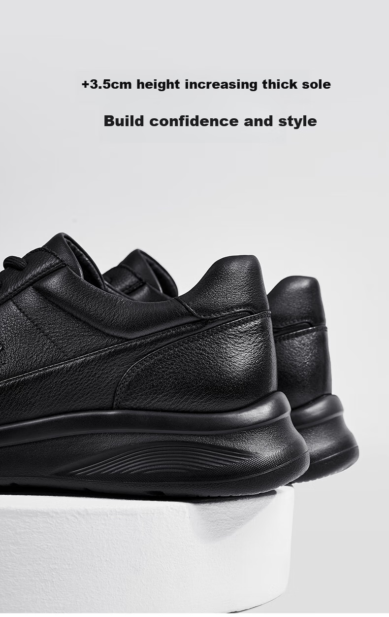 Мужские повседневные кроссовки CAMEL Classic Comfortable Cowhide Soft-Soled Casual Men's Light Business Sports Leather Shoes G15A220074 Black 40
