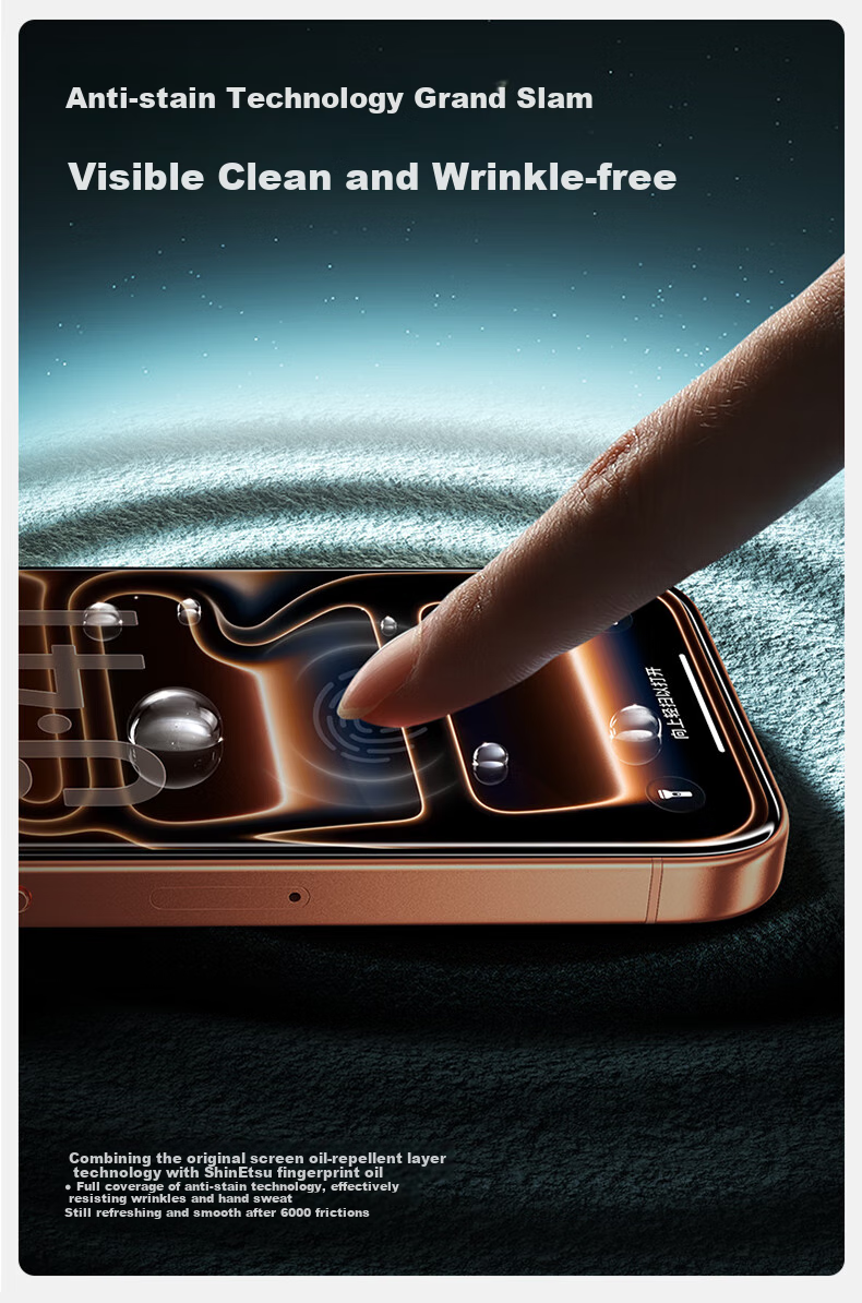 Защитное стекло SmartDevil для Apple iPhone 17 Pro Max, ультратонкое 0.18 мм, 3D полное покрытие, высокая прозрачность, антибликовое, антиотпечатки, закаленное стекло