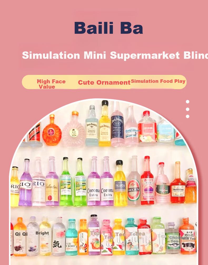 Миниатюрный игровой набор еды Bailishuang, слепая коробка, 20 шт., детские игрушки для ролевых игр, мини-бутылки с напитками, подарок на день рождения