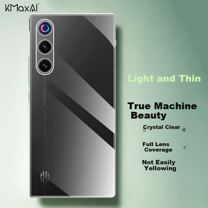 Противоударный чехол KMaxAI для Nubia Red Magic 10 Air, ультратонкий, с полной защитой объектива, противоударный TPU, кристально чистый, простой, мягкий, прозрачный