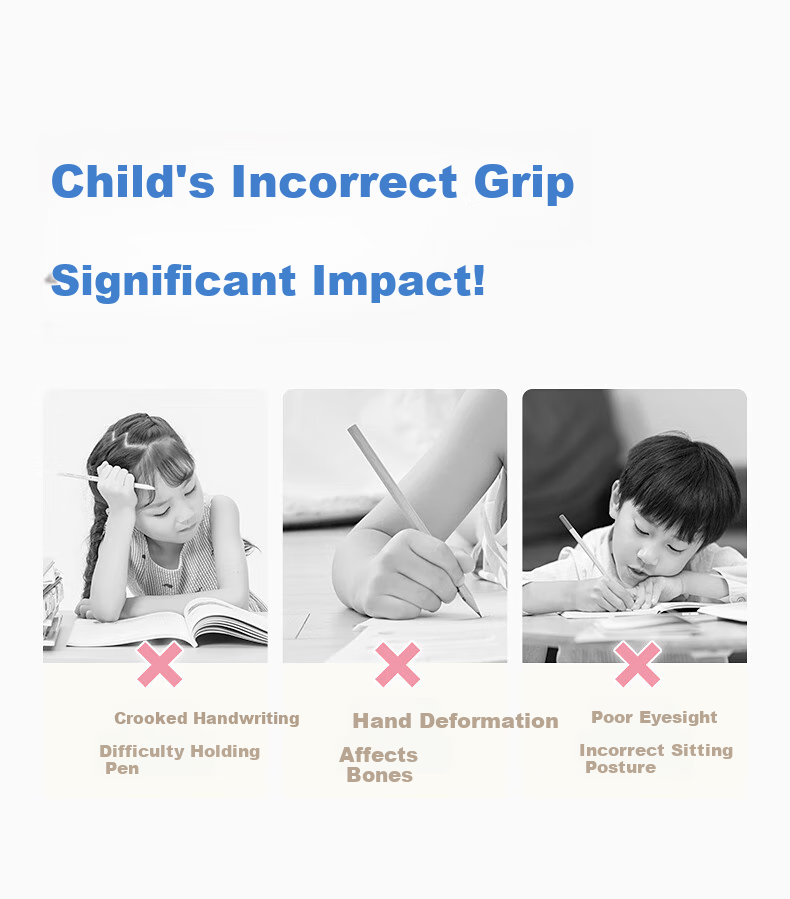 Корректор осанки для письма "Маленькая пчелка" Wusheng, синий. Помогает детям правильно держать ручку, предотвращает искривление пальцев и запястья. Для дошкольников и младших школьников.