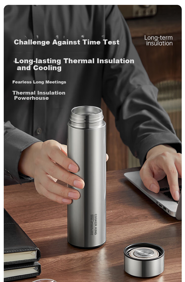 Термокружка COOKER KING Insulated Mug, 316L Нержавеющая сталь, деловая портативная бутылка для воды для мужчин и женщин, стальной цвет, 490 мл