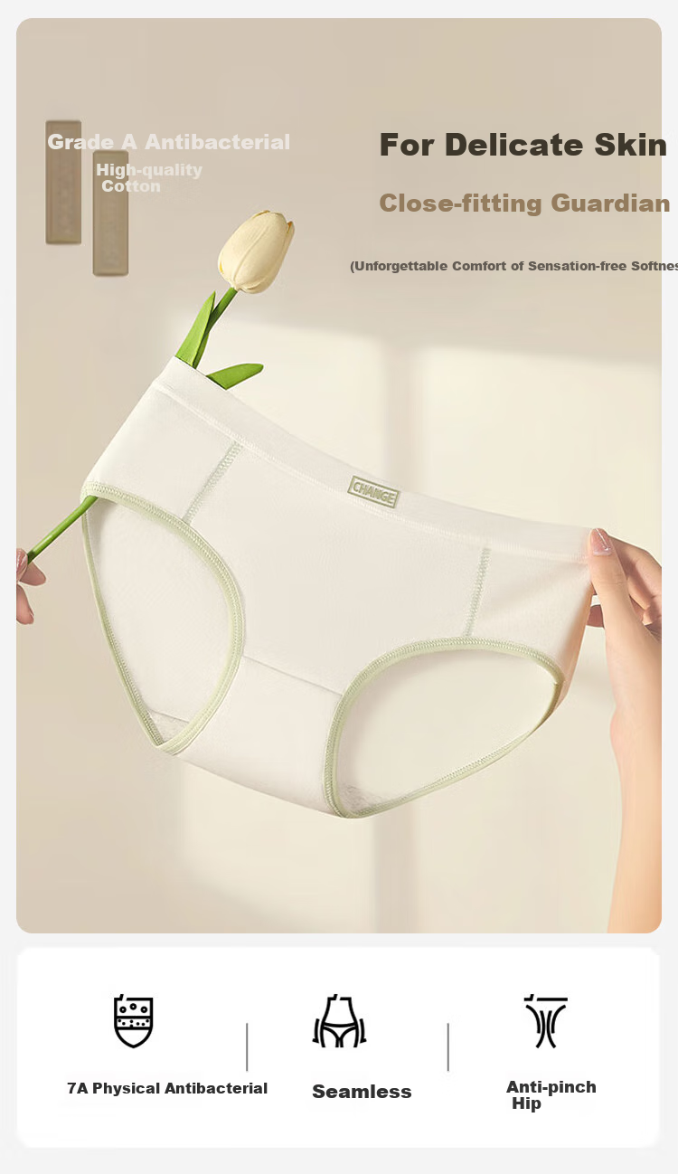 Женские трусы BaobaoMian, серия Pure Cotton, 4 шт., антибактериальные, с буквенным принтом, средне-высокая посадка, хлопковые