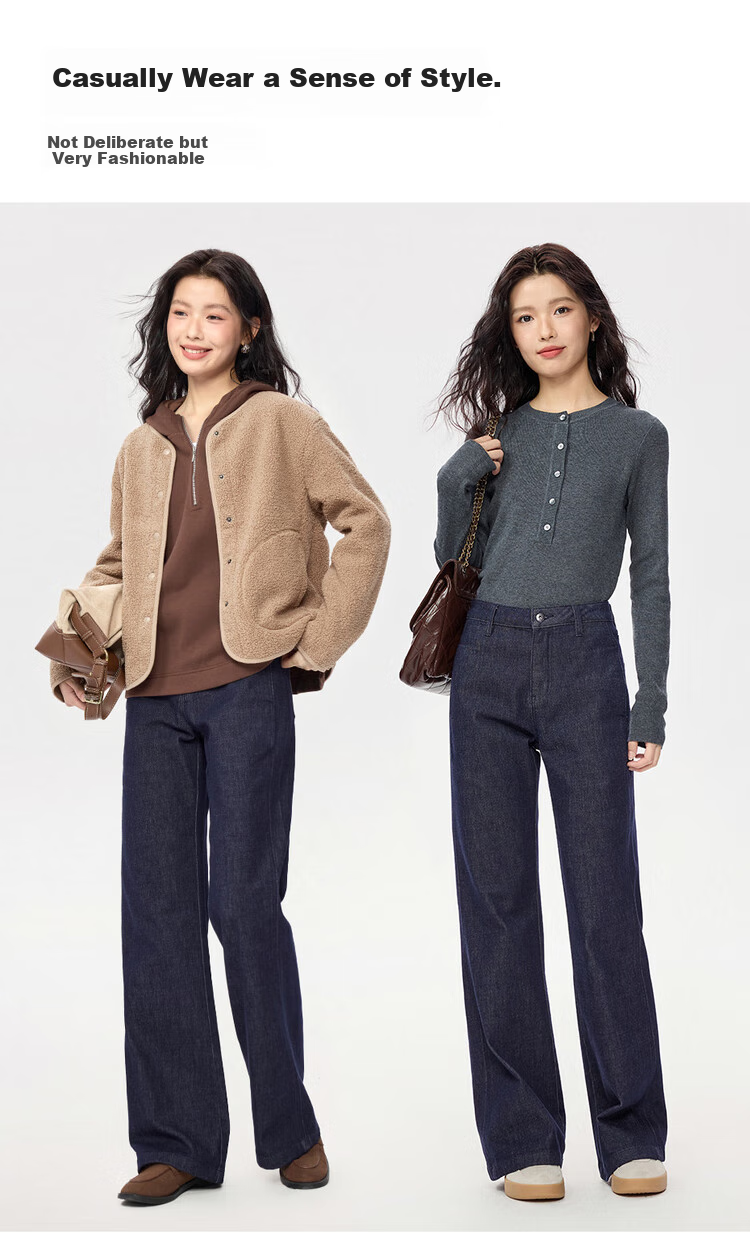Джинсы Giordano женские, модель 05415688, расслабленный крой, высокая талия, слегка расклешенные штанины, синие, размер 28