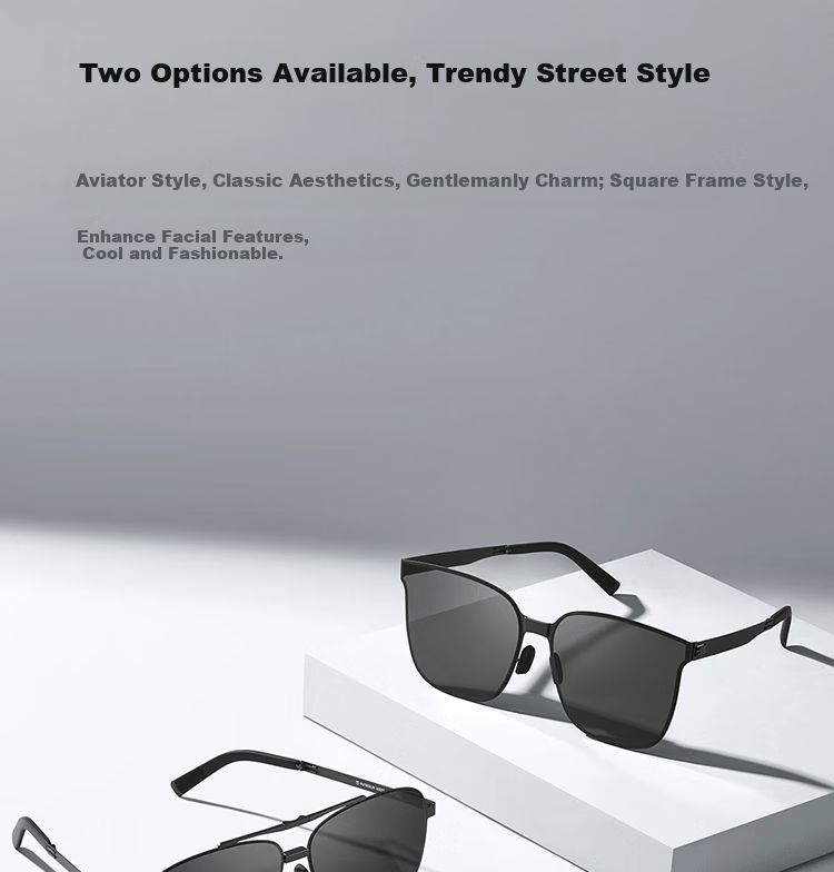Солнцезащитные очки Mijia Polarized Sunglasses, ультратонкие складные, квадратная оправа, антибликовые, защита от УФ-лучей, для вождения, унисекс, пилотский стиль